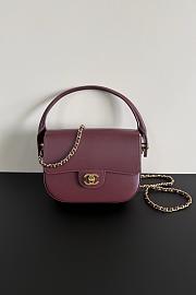Chanel Mini Flap Bag With Top Handle Shiny Calfskin & Gold-Tone Metal Dark Burgundy AS6424 - 14.5x19.5x5cm - 1
