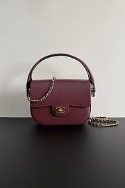 Chanel Mini Flap Bag With Top Handle Shiny Calfskin & Gold-Tone Metal Dark Burgundy AS6424 - 14.5x19.5x5cm - 6