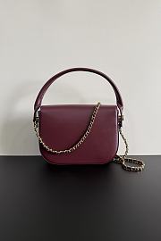 Chanel Mini Flap Bag With Top Handle Shiny Calfskin & Gold-Tone Metal Dark Burgundy AS6424 - 14.5x19.5x5cm - 5