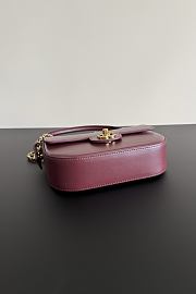 Chanel Mini Flap Bag With Top Handle Shiny Calfskin & Gold-Tone Metal Dark Burgundy AS6424 - 14.5x19.5x5cm - 3