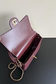 Chanel Mini Flap Bag With Top Handle Shiny Calfskin & Gold-Tone Metal Dark Burgundy AS6424 - 14.5x19.5x5cm - 2