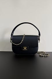 Chanel Mini Flap Bag With Top Handle Shiny Calfskin & Gold-Tone Metal Dark Black AS6424 - 14.5x19.5x5cm - 1