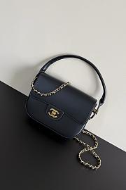 Chanel Mini Flap Bag With Top Handle Shiny Calfskin & Gold-Tone Metal Dark Black AS6424 - 14.5x19.5x5cm - 6