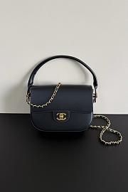 Chanel Mini Flap Bag With Top Handle Shiny Calfskin & Gold-Tone Metal Dark Black AS6424 - 14.5x19.5x5cm - 2