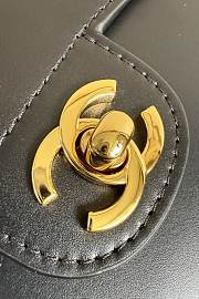 Chanel Mini Flap Bag With Top Handle Shiny Calfskin & Gold-Tone Metal Dark Black AS6424 - 14.5x19.5x5cm - 3