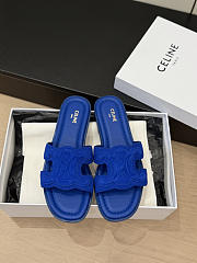 Celine Marina Triomphe Mule In Suede Calfskin Electric Blue - 1