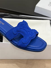 Celine Marina Triomphe Mule In Suede Calfskin Electric Blue - 6