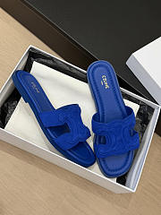Celine Marina Triomphe Mule In Suede Calfskin Electric Blue - 4