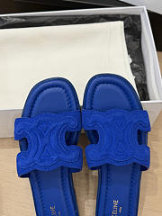 Celine Marina Triomphe Mule In Suede Calfskin Electric Blue - 3