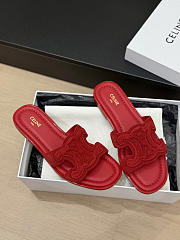 Celine Marina Triomphe Mule In Suede Calfskin Red - 6