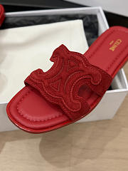 Celine Marina Triomphe Mule In Suede Calfskin Red - 5