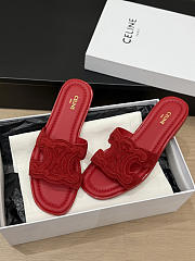 Celine Marina Triomphe Mule In Suede Calfskin Red - 4