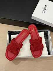 Celine Marina Triomphe Mule In Suede Calfskin Red - 2
