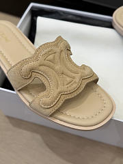 Celine Marina Triomphe Mule In Suede Calfskin Cream - 3
