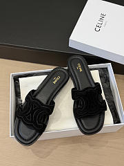 Celine Marina Triomphe Mule In Suede Calfskin Black - 5