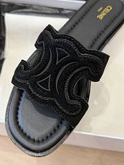 Celine Marina Triomphe Mule In Suede Calfskin Black - 4