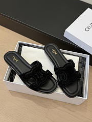 Celine Marina Triomphe Mule In Suede Calfskin Black - 3