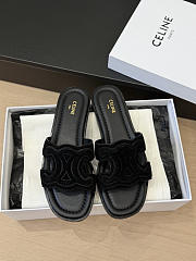 Celine Marina Triomphe Mule In Suede Calfskin Black - 2