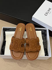 Celine Marina Triomphe Mule In Suede Calfskin Brown - 1