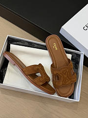 Celine Marina Triomphe Mule In Suede Calfskin Brown - 6