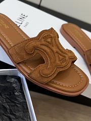 Celine Marina Triomphe Mule In Suede Calfskin Brown - 5