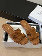Celine Marina Triomphe Mule In Suede Calfskin Brown - 4