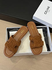 Celine Marina Triomphe Mule In Suede Calfskin Brown - 3