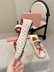 Miumiu Crochet Ballerinas Ivory/Raspberry 5F648E - 6