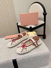 Miumiu Crochet Ballerinas Ivory/Raspberry 5F648E - 5