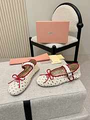 Miumiu Crochet Ballerinas Ivory/Raspberry 5F648E - 3