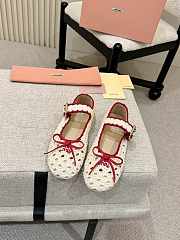 Miumiu Crochet Ballerinas Ivory/Raspberry 5F648E - 2