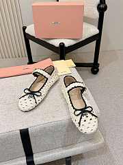 Miumiu Crochet Ballerinas Ivory/Black 5F648E - 2