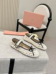 Miumiu Crochet Ballerinas Ivory/Black 5F648E - 3