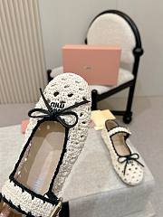Miumiu Crochet Ballerinas Ivory/Black 5F648E - 5