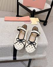 Miumiu Crochet Ballerinas Ivory/Black 5F648E - 1
