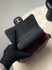 Chanel Mini Flap Bag with Top Handle Crocodile Embossed Calfskin & Gold-Tone Metal Gray AS6424 - 14.5x19.5x5cm - 2