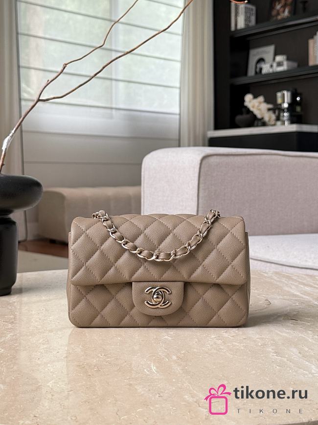Chanel Classic Dark Beige Caviar Light Gold Hardware Bag - 12x20x6cm - 1