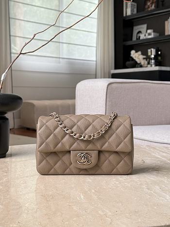 Chanel Classic Dark Beige Caviar Light Gold Hardware Bag - 12x20x6cm