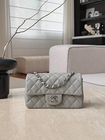 Chanel Classic Gray Caviar Silver Hardware Bag - 12x20x6cm