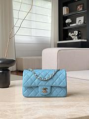 Chanel Classic Denim Blue Caviar Light Gold Hardware Bag - 12x20x6cm - 1