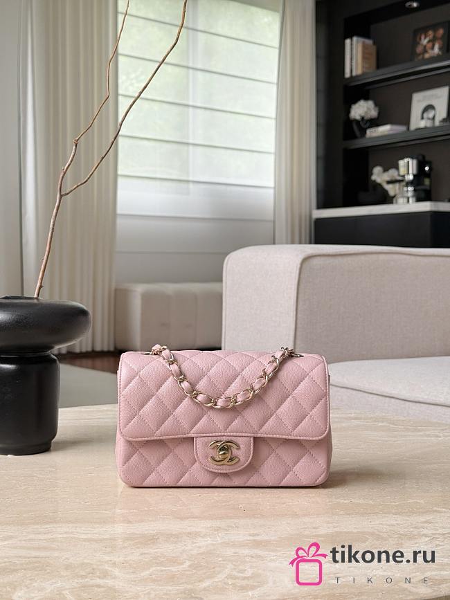 Chanel Classic Light Pink Caviar Light Gold Hardware Bag - 12x20x6cm - 1