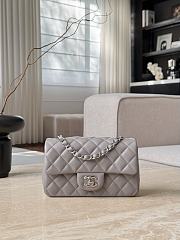 Chanel Classic Light Gray Lamskin Silver Hardware Bag - 12x20x6cm - 1