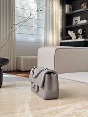 Chanel Classic Light Gray Lamskin Silver Hardware Bag - 12x20x6cm - 3