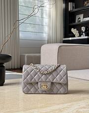 Chanel Classic Light Gray Lamskin Light Gold Hardware Bag - 12x20x6cm - 1