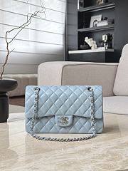 Chanel Classic Light Blue Lamskin Silver Hardware Bag - 15.5×25.5×6.5cm - 1