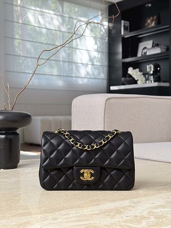 Chanel Classic Black Lamskin Gold Hardware Bag - 12x20x6cm
