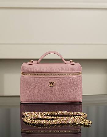 Chanel Large Vanity with Chain Grained Calfskin & Gold-Tone Metal Pink AP5347 - 23x15x5cm