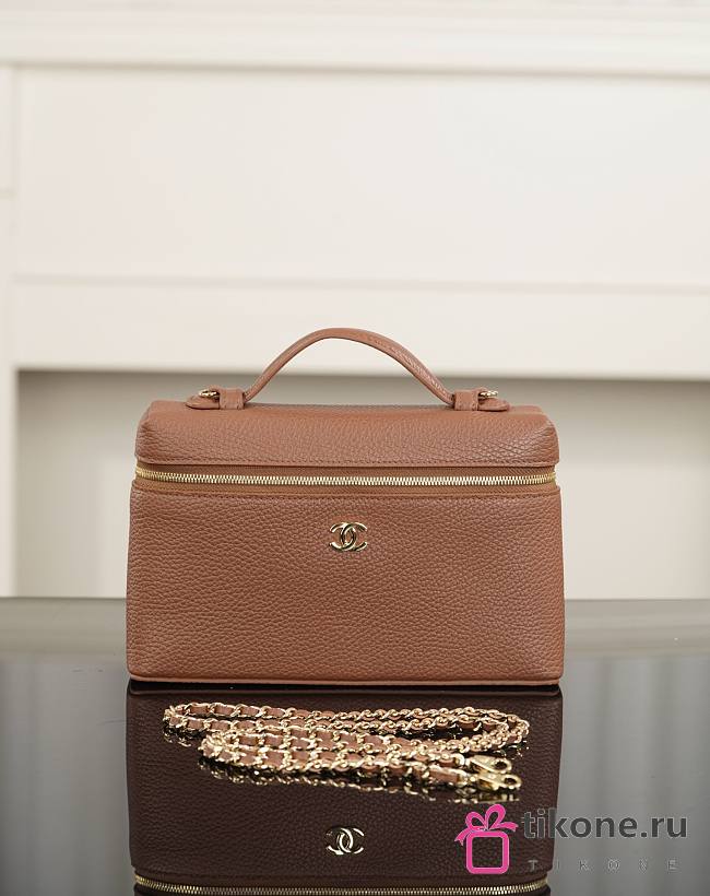 Chanel Large Vanity with Chain Grained Calfskin & Gold-Tone Metal Brown AP5347 - 23x15x5cm - 1