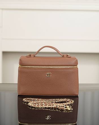 Chanel Large Vanity with Chain Grained Calfskin & Gold-Tone Metal Brown AP5347 - 23x15x5cm
