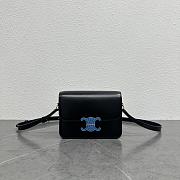 Celine Teen Triomphe Bag In Shiny Calfskin With Enamel Closure Black/Ultra Blue - 18.5x13.5x7cm - 1